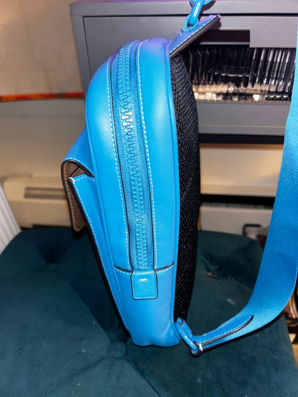 Coach Men's Leather Sling Bag - Bright Blue, Like new condition! - Picture 3 of 14